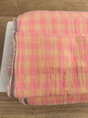 TISSU 100% COTON double gaze vichy Sorbet Melon- Bi Face