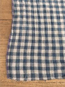TISSU 100% COTON double gaze Vichy bleu - Bi face