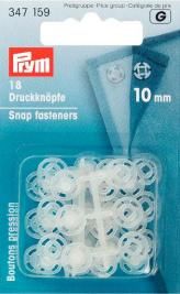 Boutons pression 10mm en plastique transparent - lot de 18 pressions - Prym