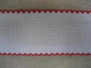 Galon à broder Blanc bordé Rouge 5cm