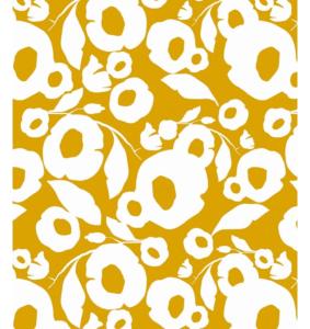 Toile cirée imprimée Fleurs Or  - laize 140cm - Le mètre 