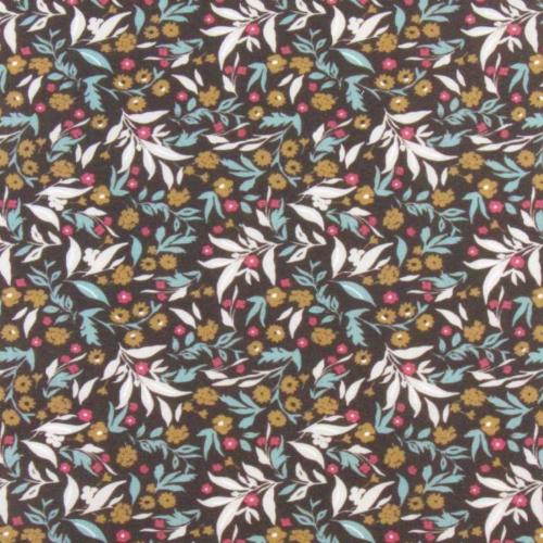 TISSU Liberty ® Fleurs KIMIA SEPIA - 100% Coton - Au mètre