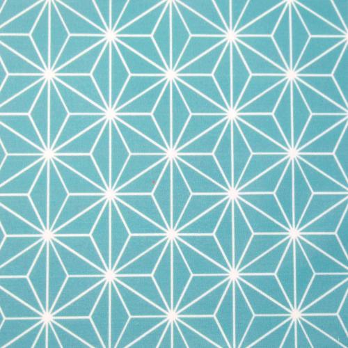 Tissu imprimé Graphique - Turquoise - 100% coton - au mètre