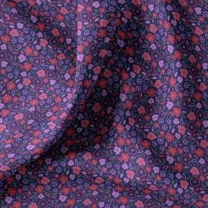 TISSU Liberty ® Fleurs  Orange Violet  100% Coton - Au mètre