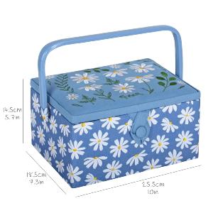 Boite a couture motifs brodés marguerites 