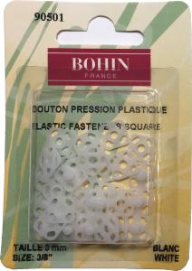 Bouton pression à coudre plastique 9mm - Blanc - lot de 15 - Bohin France 