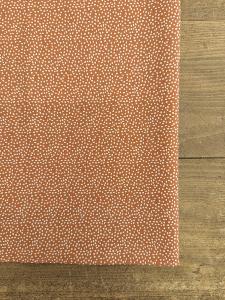 TISSU 100%  COTON  IMPRIME  POINTILLE CARAMEL au mètre