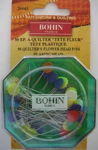 Epingles à quilter tête fleurs 50mm pour patchwork et quilting Bohin France