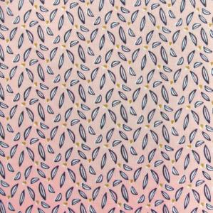 Tissu imprimé Feuilles fond Rose  spécial patchwork - 100% Coton - vendu au mètre ou au 1/2 mètre