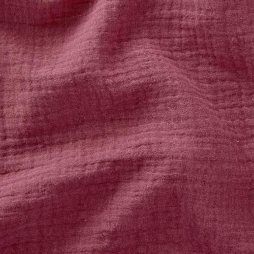 TISSU DOUBLE GAZE GAUFRÉE - ROSE FRAMBOISE - 100% coton  - au mètre 