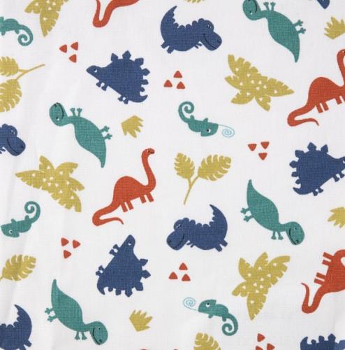 Tissu imprimé Dinosaures fond blanc 100% Coton - au mètre 