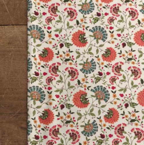 Tissu Popeline imprimé fleurs - Laize 150cm - Au mètre ou 1/2 mètre