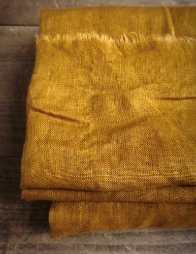 TISSU LIN LAVÉ, Couleur Jaune Curry - Au mètre
