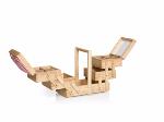 Travailleuse en Bois clair à double ouverture avec tissu Vichy Rouge