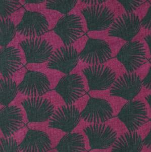 Tissu imprimé Feuille Noire Ton Rose - 100% Coton - vendu au mètre ou au 1/2 mètre