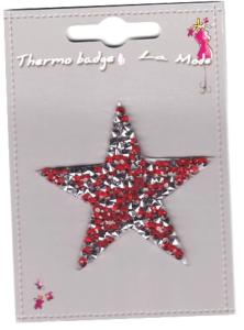 MOTIF THERMOCOLLANT  strass - Etoile Argent et Rouge