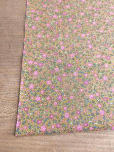 TISSU POPELINE DE COTON FLEURS JAUNE ET MARRON