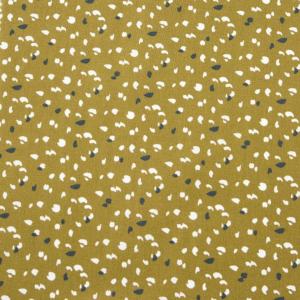 TISSU VISCOSE FLUIDE - Pétales fond Vert olive  - Au mètre