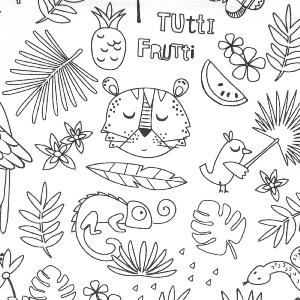 Tissu à COLORIER - imprimé Tropique - 100% coton - au mètre