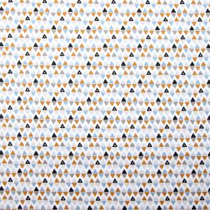 Tissu imprimé Triangles - Bleu / Blanc / Rouille - 100% coton - au mètre