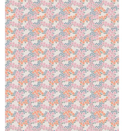 Toile cirée imprimée petites fleurs rose  - laize 140cm - Le mètre 