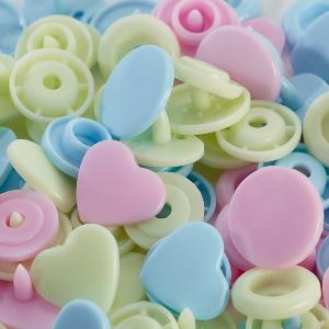 Boutons pressions plastique forme Coeur Prym Love- Coloris layette Assortiment COEUR - Lot de 30