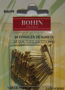 Epingles de sûreté dorées à ressort - blister de 24 - BOHIN France