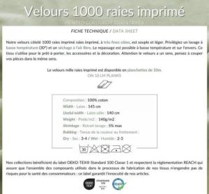 TISSU VELOURS COTELÉ LIBERTY MILLERAIES - Vert Amande - Au mètre