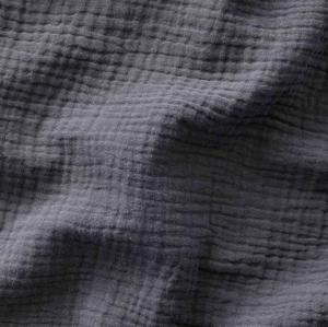 TISSU DOUBLE GAZE GAUFRÉE - GRIS FONCÉ - 100% coton  - au mètre 