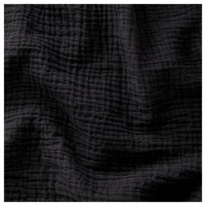 TISSU DOUBLE GAZE GAUFRÉE - NOIR - 100% coton  - au mètre 