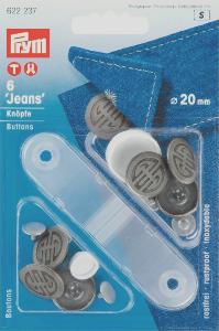 Boutons Jeans 20mm Prym- Gris vieilli - lot de 6