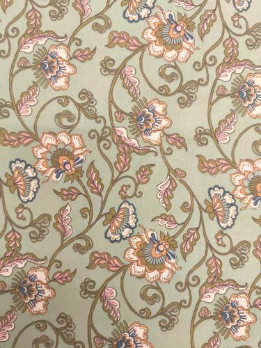 TISSU 100%  COTON  imprimé floral ancien au mètre