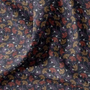 TISSU Liberty ® Fleurs  Orange Violet Camel 100% Coton - Au mètre