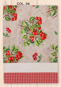 TORCHON A BRODER - 100% coton - IMPRIME CERISES 