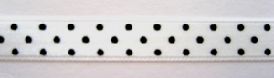 Ruban satin imprimé à Pois - Coloris Blanc - Le mètre 