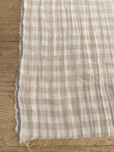 TISSU 100% COTON  double gaze vichy Coloris Galet Bi face