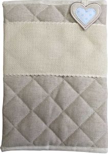 Protège-carnet de santé à Broder avec marque page COEUR Bleu
