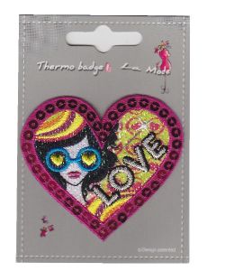 MOTIF THERMOCOLLANT   "Coeur Love" avec paillettes