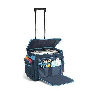 SAC DE TRANSPORT A ROULETTES POUR MACHINE A COUDRE COLORIS JEANS