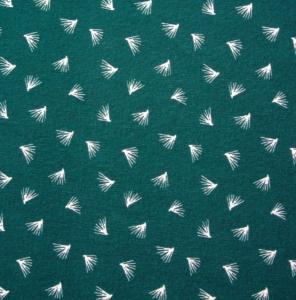 Tissu imprimé Feuille sur fond Bleu Canard 100% Coton - vendu au mètre ou au 1/2 mètre