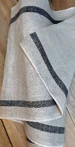 Tissu à Torchon au mètre 100% LIN - Naturel rayé Noir - Largeur de 49cm