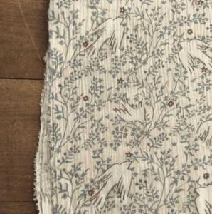 Tissu Double gaze imprimé fleurs et oiseaux - au mètre