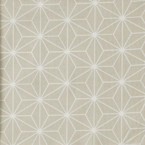 TISSU COTON ENDUIT ANTI TACHE  - Beige/Blanc - au mètre