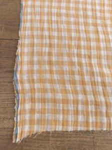TISSU 100% COTON double gaze vichy jaune blé - Bi face