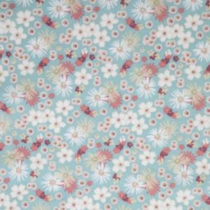 Tissu imprimé Fleurs Ton Bleu- 100% Coton - vendu au mètre ou au 1/2 mètre