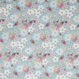 Tissu imprimé Fleurs Ton Bleu- 100% Coton - vendu au mètre ou au 1/2 mètre
