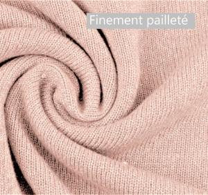 TISSU MAILLE TRICOT PAILLETÉ - Rose pâle