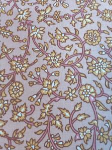TISSU COTON ENDUIT ANTI TACHE  - FEUILLES ROSE- au mètre