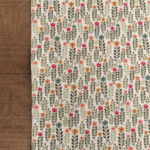 Tissu Popeline imprimé fleurs - Laize 150cm - Au mètre ou 1/2 mètre
