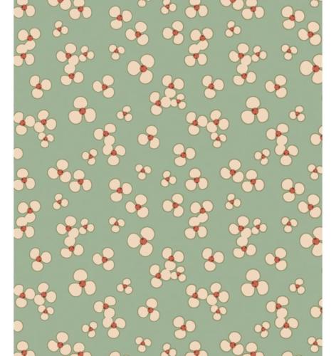 Toile cirée imprimée Fleurs verte  - laize 140cm - Le mètre 